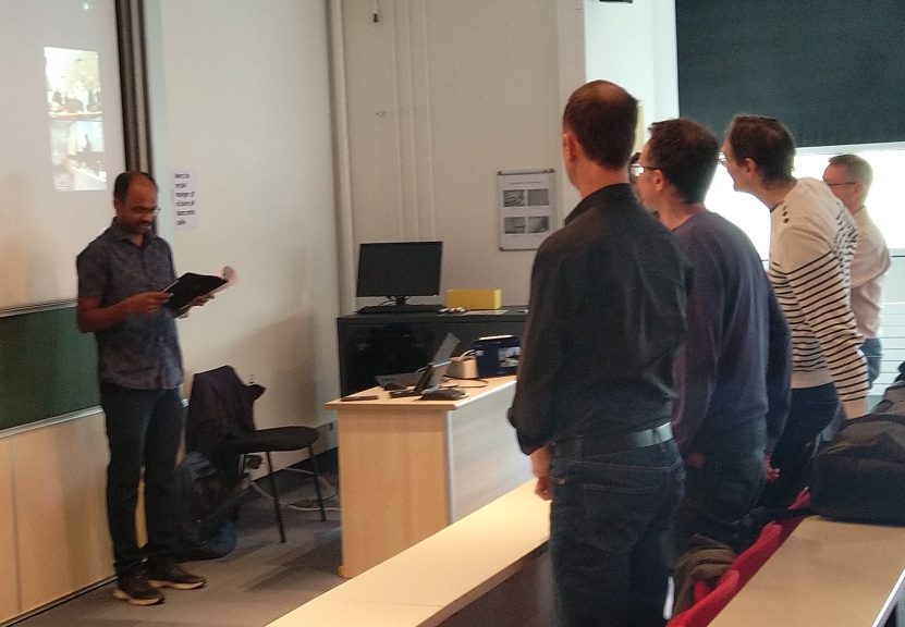 Arun Thangamani takes the Doctor's oath before his PhD jury
              at the University of Strasbourg.