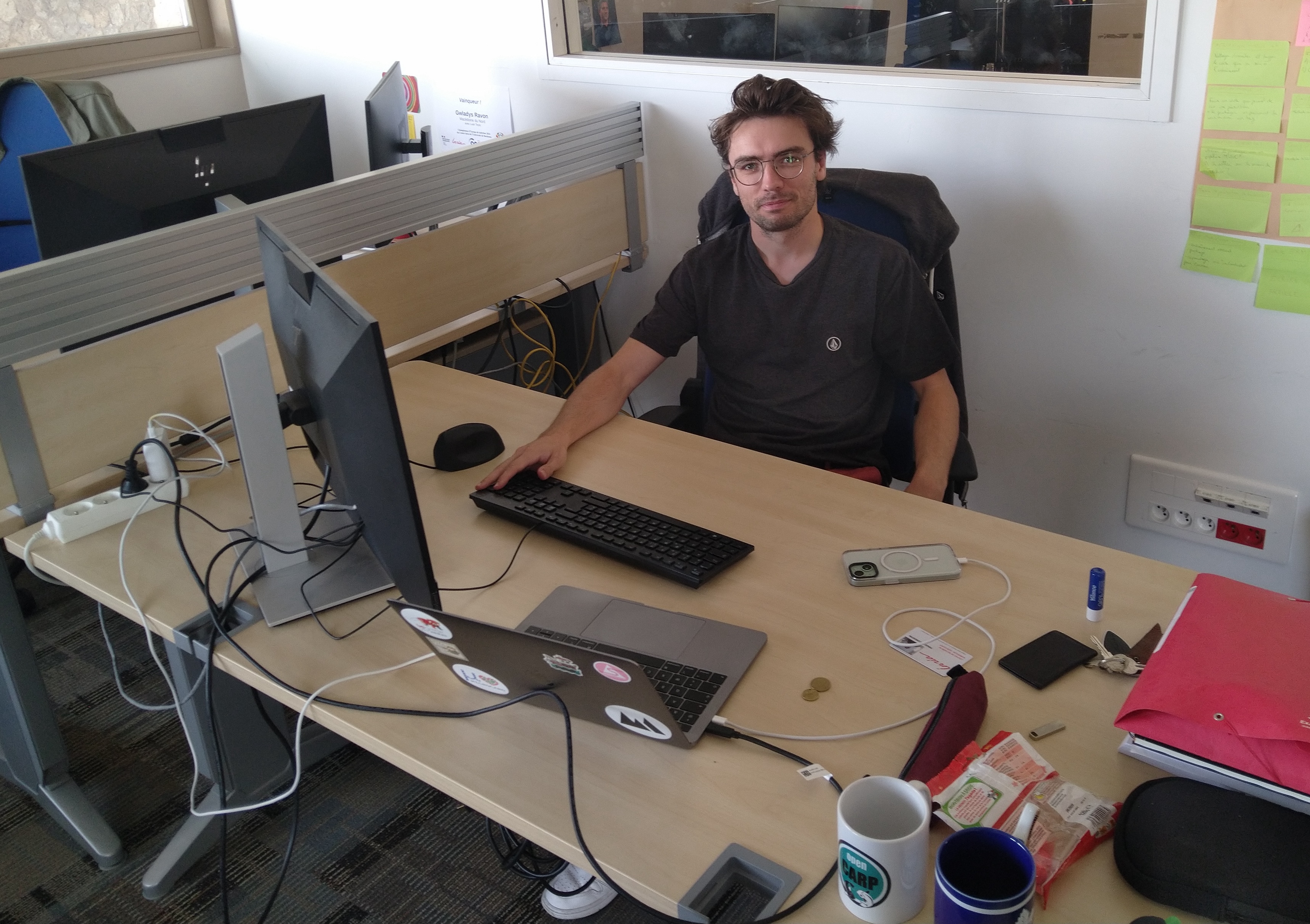 Corentin Prigent in his new workplace.