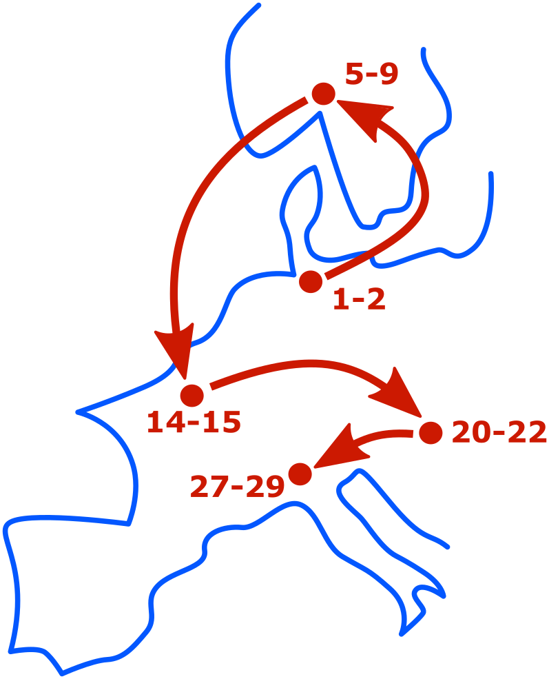 map of europe showing Oslo, Hamburg, Paris, Budapest and Milan